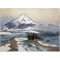 Acquerello giapponese Mount Fuji Akai Tori - Fujisan