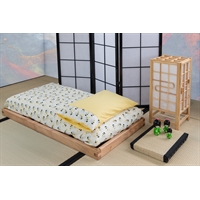 Handcrafted Montessori bed for kids - Organic  Wood - Height 7/13 cm + Futon