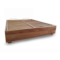 Handcrafted solid wood bed + side drawers - Lichene 