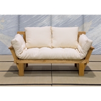 Handcrafted wooden sofa bed with futon - Sesamo 2 seats